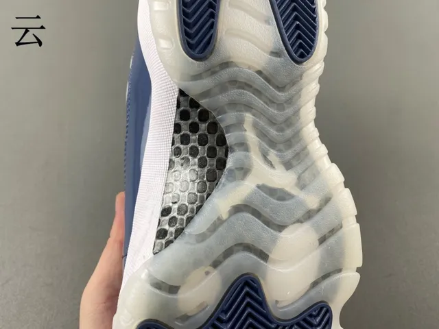 Air Jordan 11 Navy and White Patent Leather Basketball Shoes 9