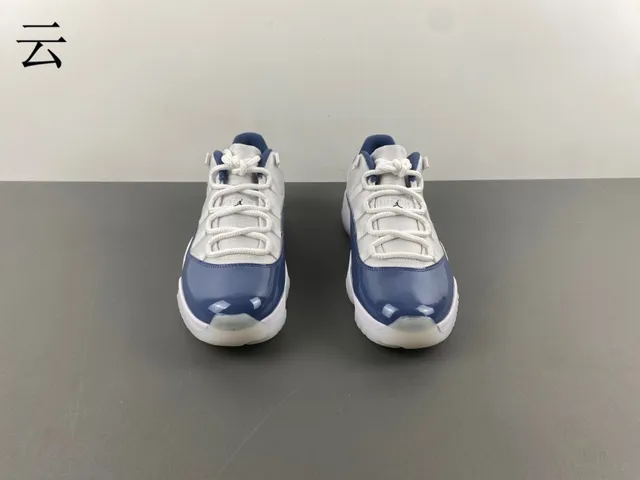 Air Jordan 11 Navy and White Patent Leather Basketball Shoes 11