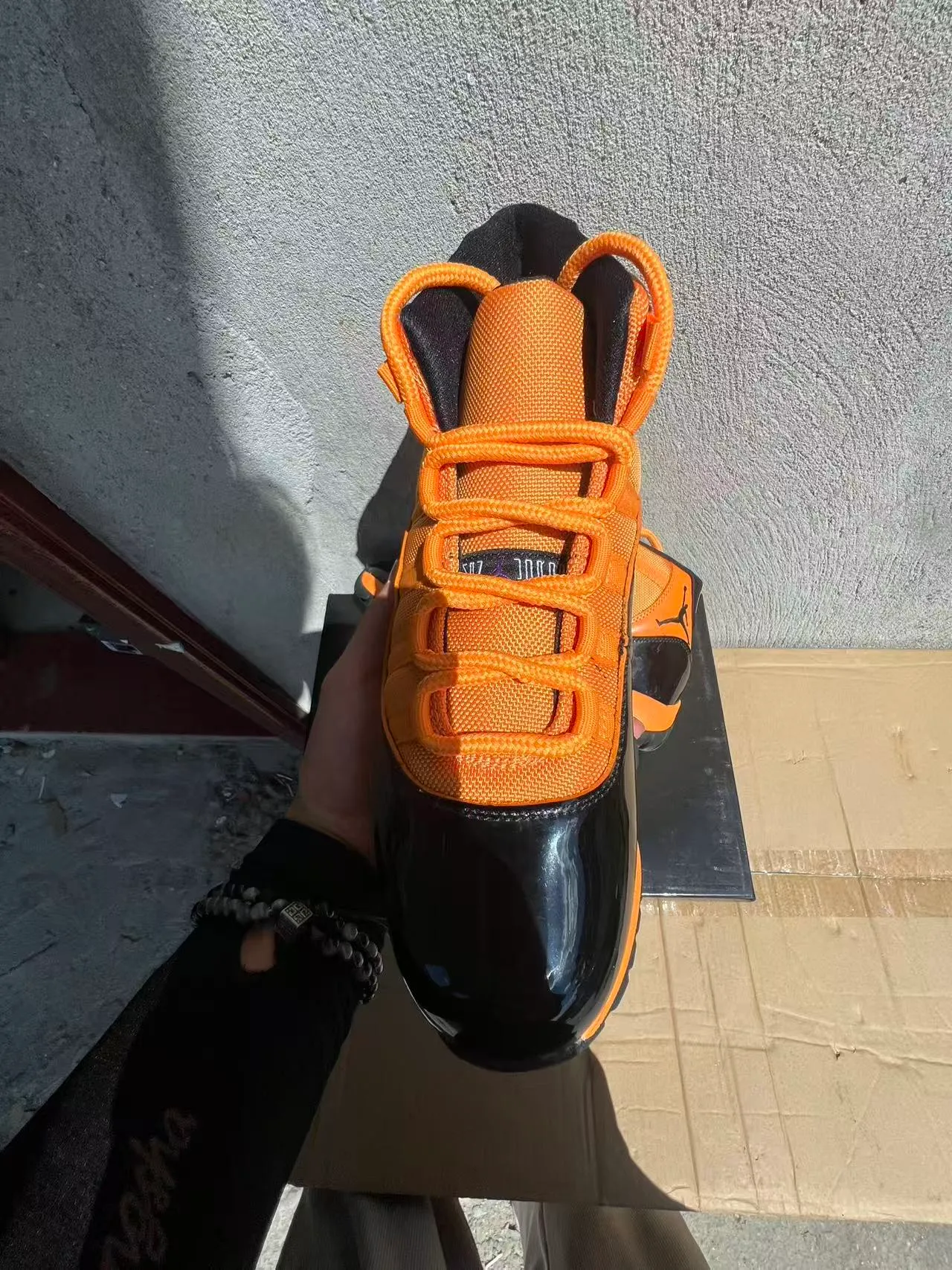 Air Jordan 11 Orange and Black Patent Leather Basketball Shoes 3