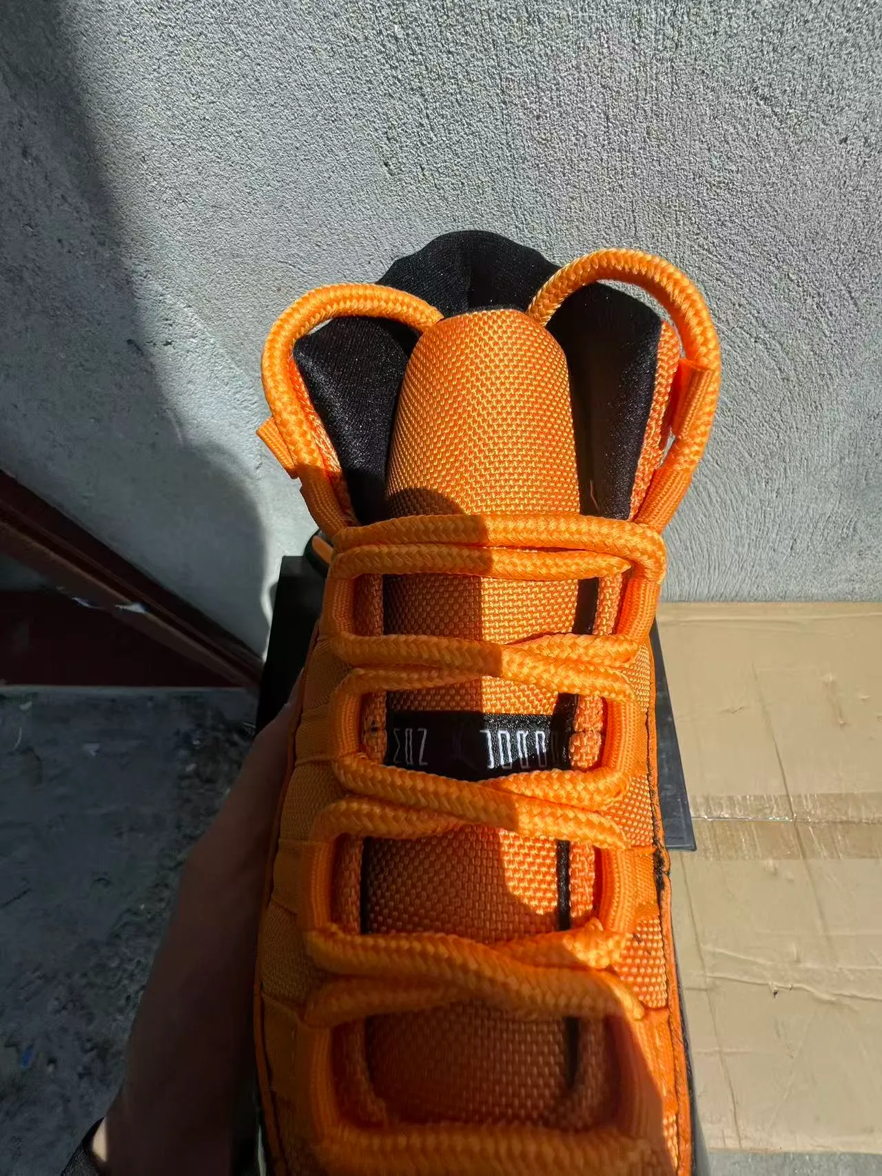Air Jordan 11 Orange and Black Patent Leather Basketball Shoes 4