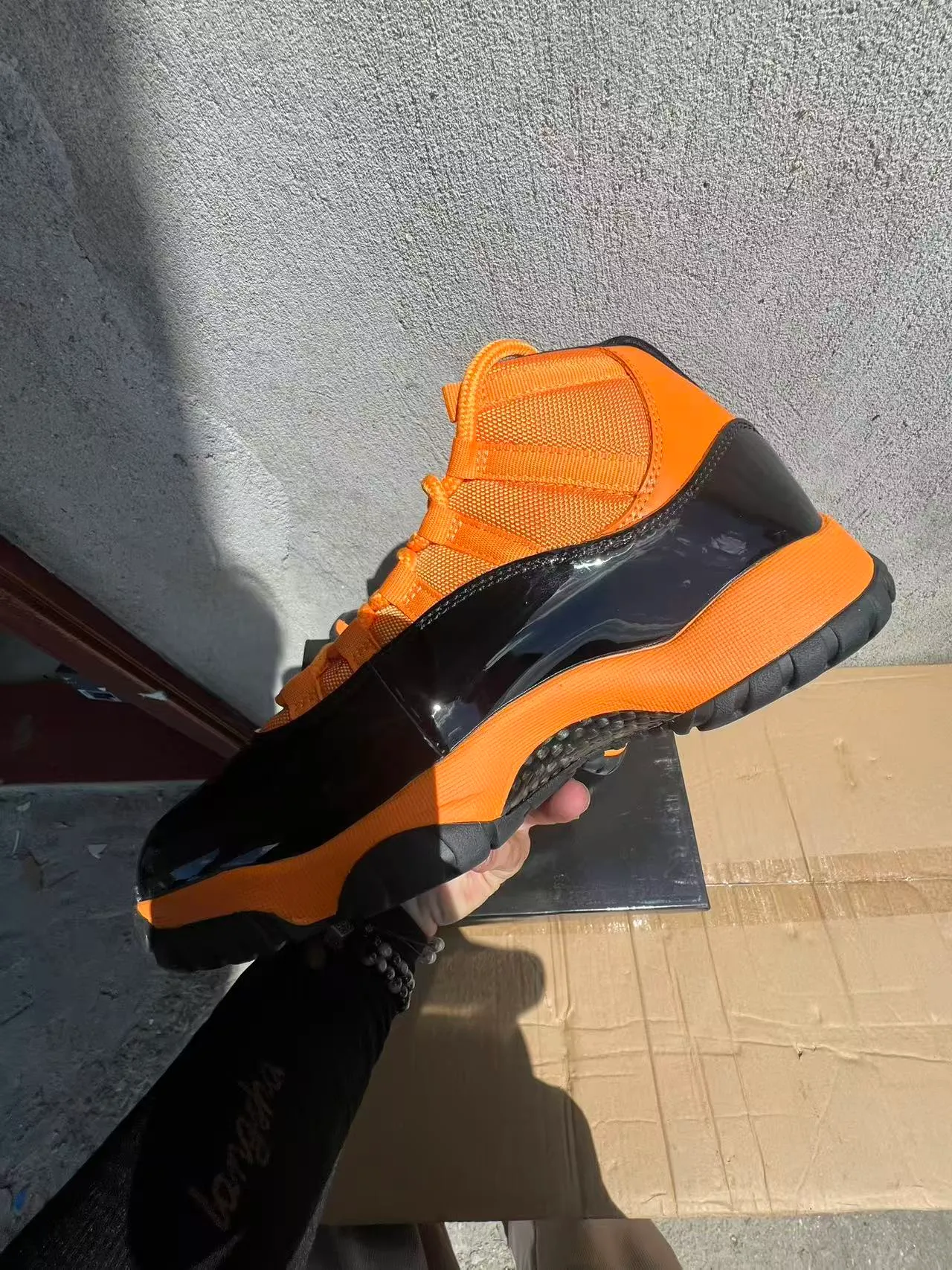 Air Jordan 11 Orange and Black Patent Leather Basketball Shoes 5