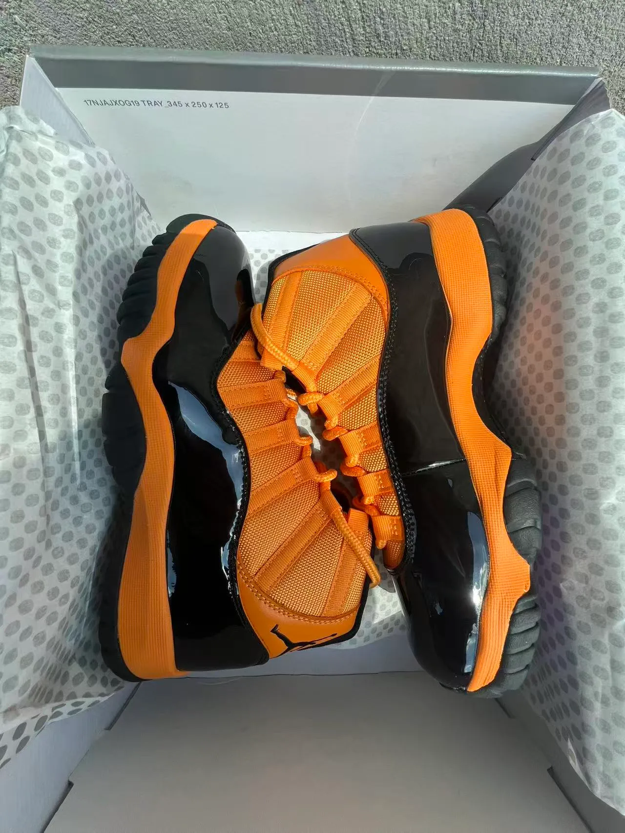 Air Jordan 11 Orange and Black Patent Leather Basketball Shoes 9
