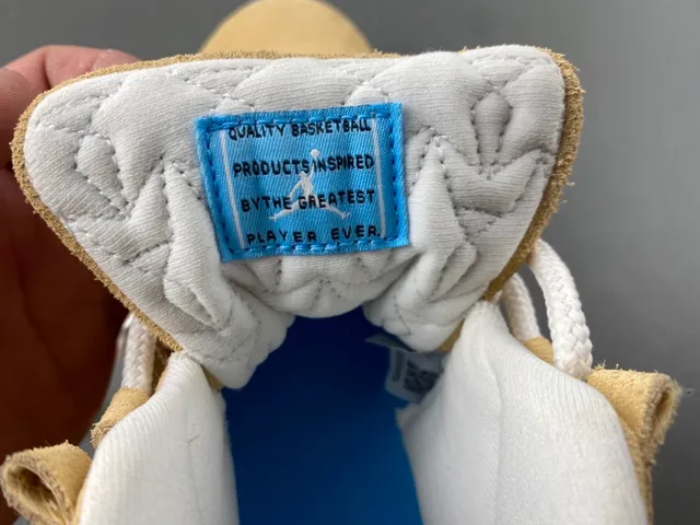 Air Jordan 11 Tan Suede White and Light Blue Basketball Shoes 4