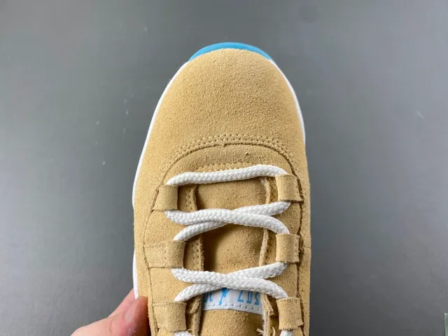 Air Jordan 11 Tan Suede White and Light Blue Basketball Shoes 5