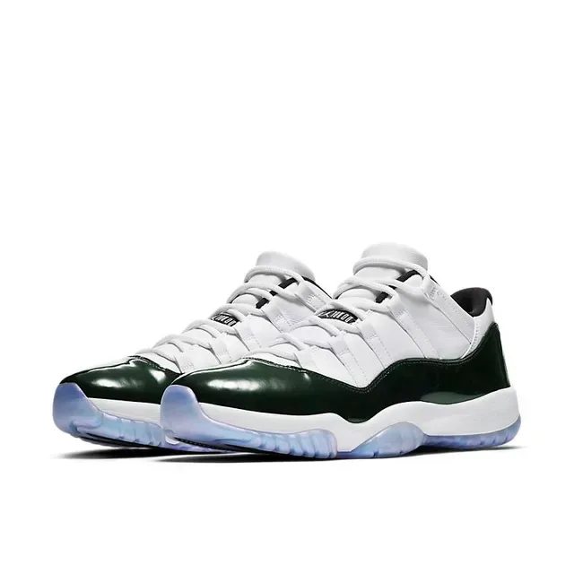 Air Jordan 11 Chaussures de Basketball Blanc Vert Foncé Cuir Patenté 3