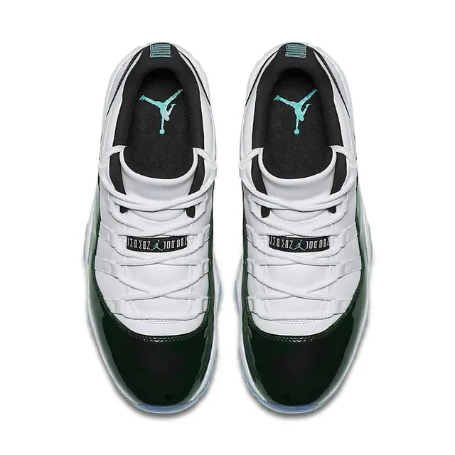 Air Jordan 11 Chaussures de Basketball Blanc Vert Foncé Cuir Patenté 4