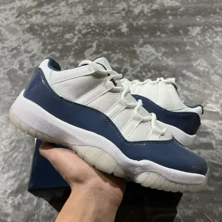 Air Jordan 11 White Navy Patent Leather Basketball Shoes