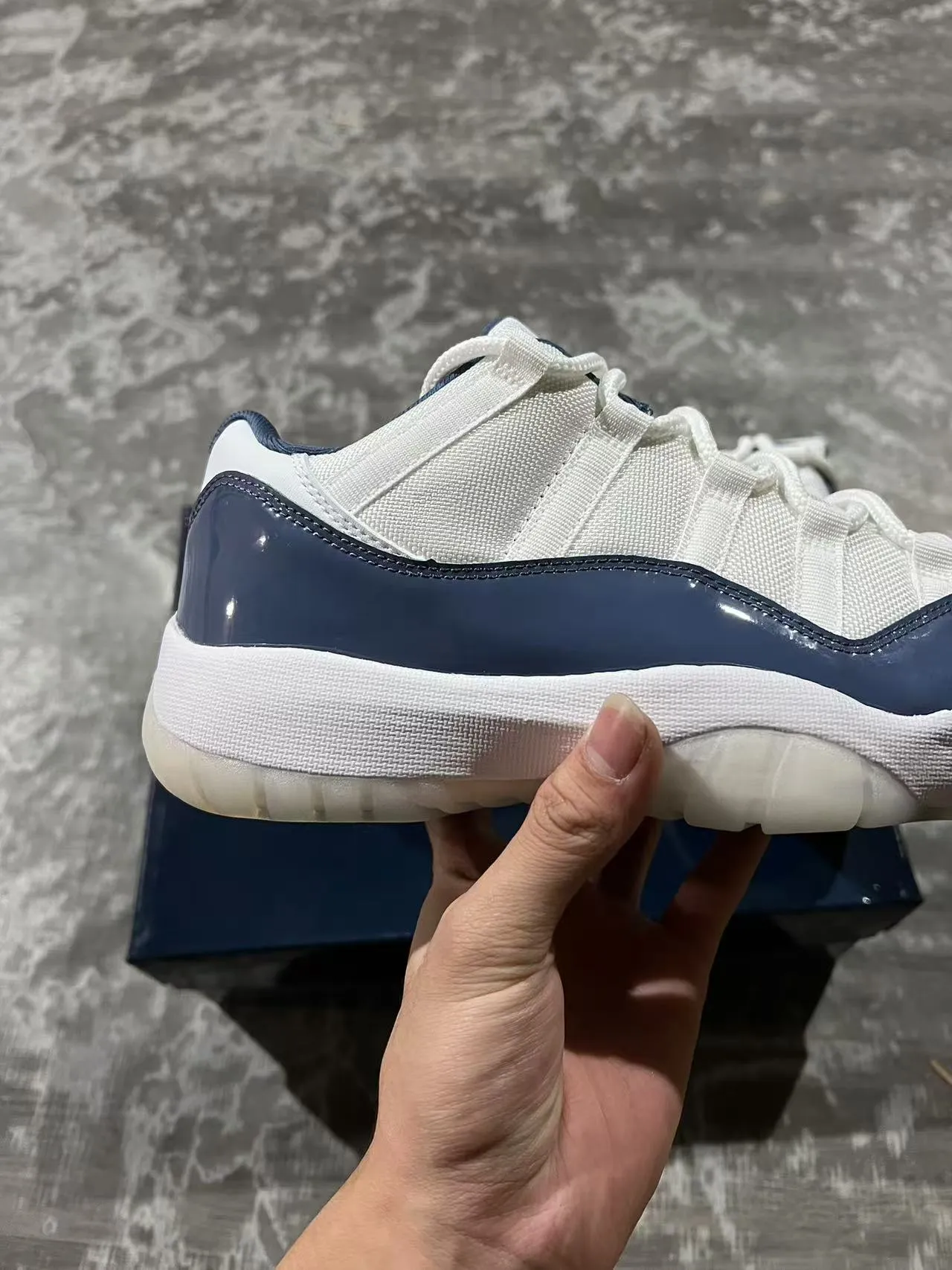 Air Jordan 11 White Navy Patent Leather Basketball Shoes 7