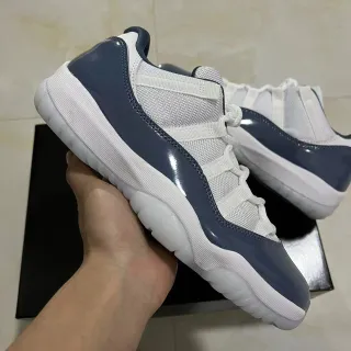 Air Jordan 11 White Navy Patent Leather Basketball Shoes