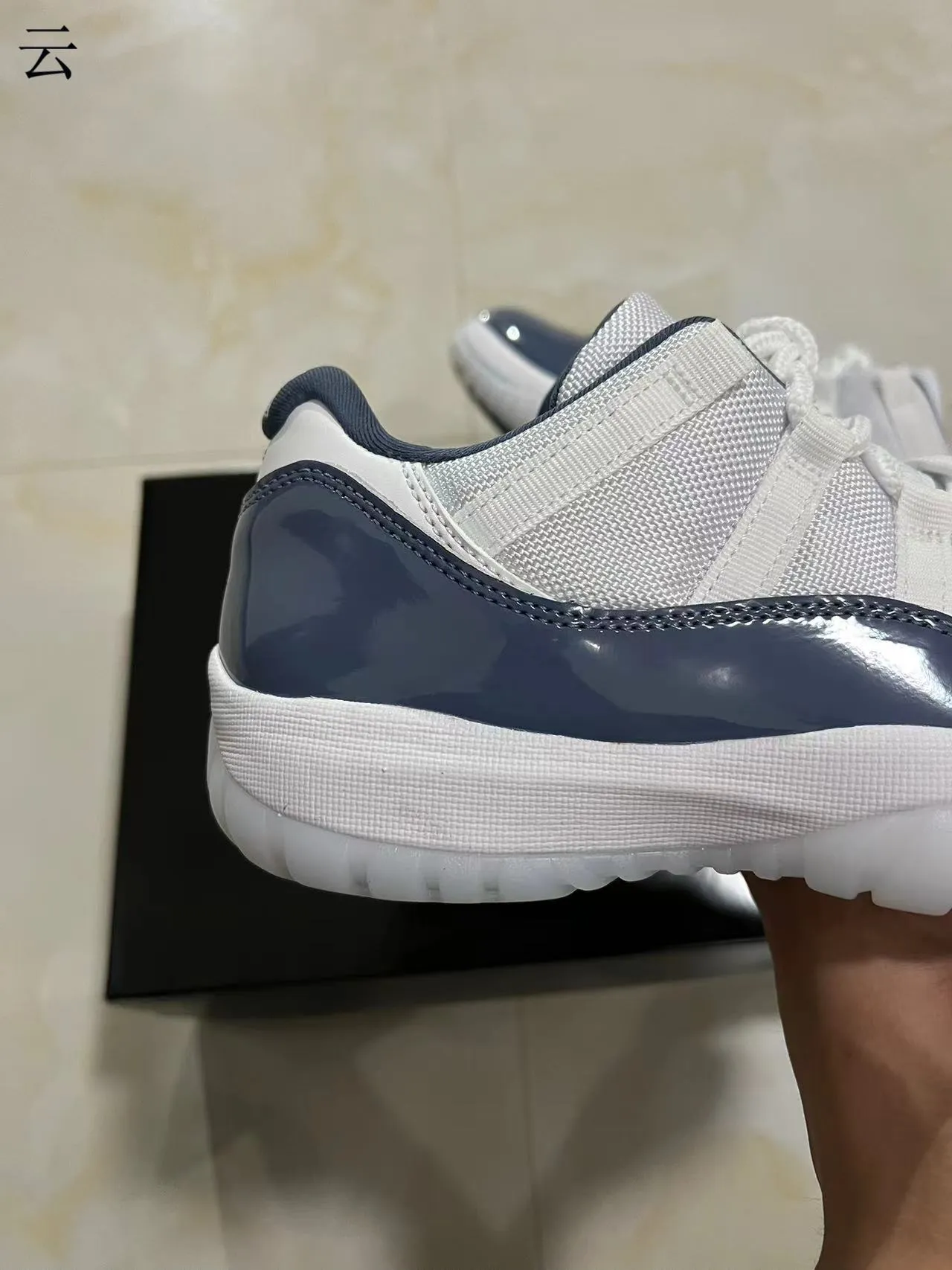 Air Jordan 11 White Navy Patent Leather Basketball Shoes 7