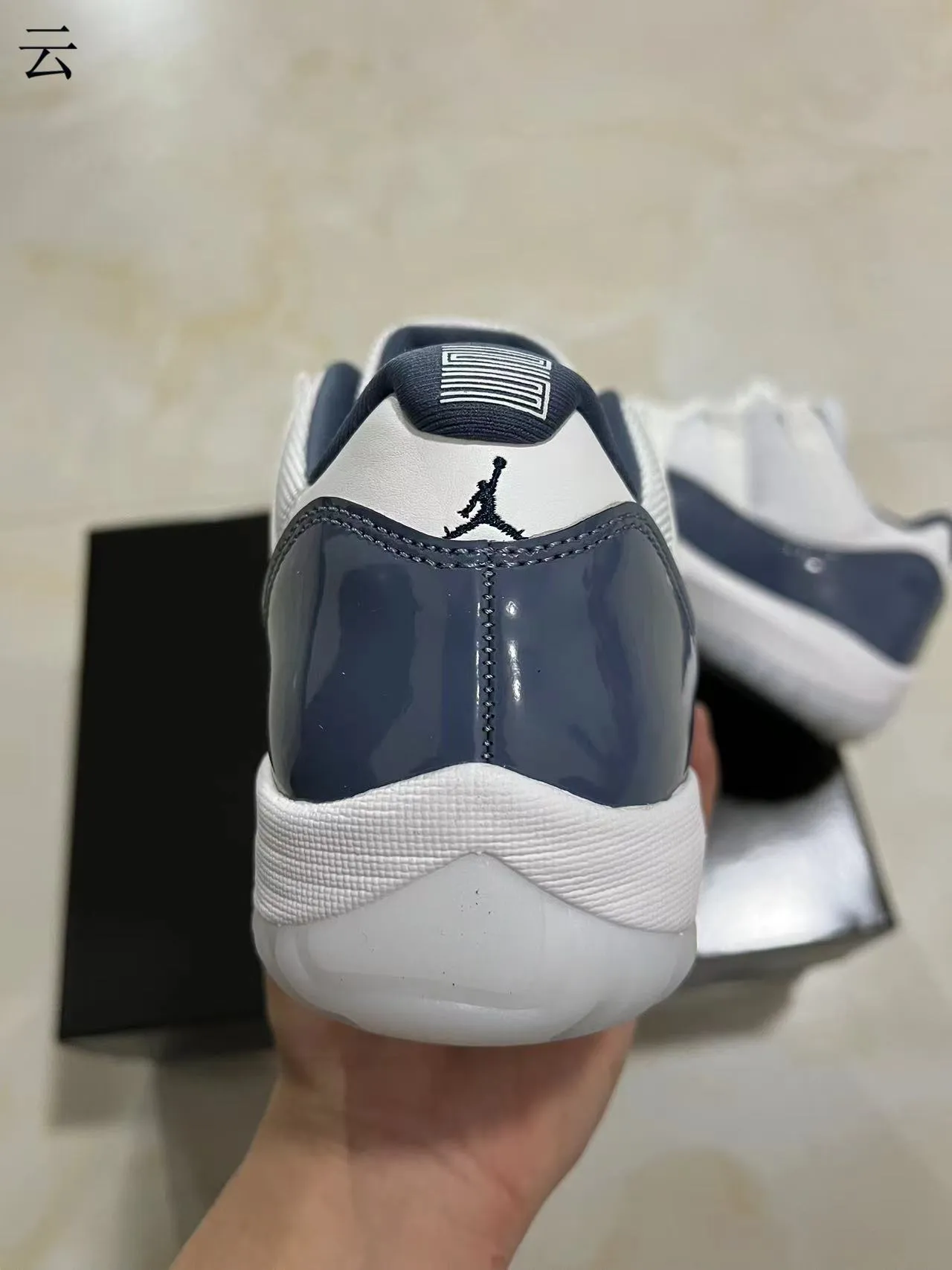 Air Jordan 11 White Navy Patent Leather Basketball Shoes 8