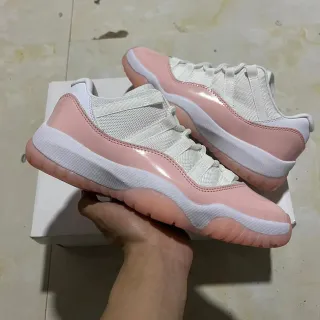 Air Jordan 11 Zapatos de Baloncesto de Cuero Patentado Blanco y Rosa