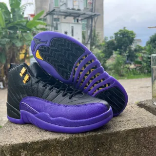 Air Jordan 12 Preto Roxo Dourado Tênis de Basquete