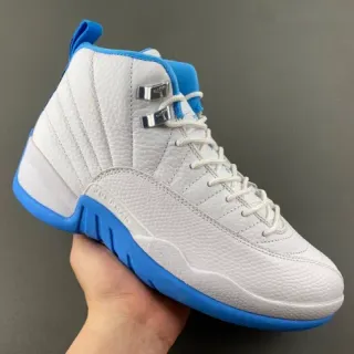 Air Jordan 12 White and Blue Basketball Shoes