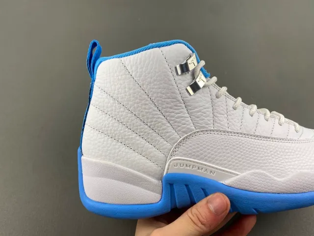 Air Jordan 12 White and Blue Basketball Shoes 3