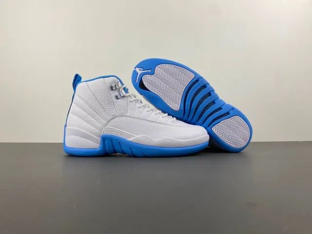 Air Jordan 12 White and Blue Basketball Shoes 13