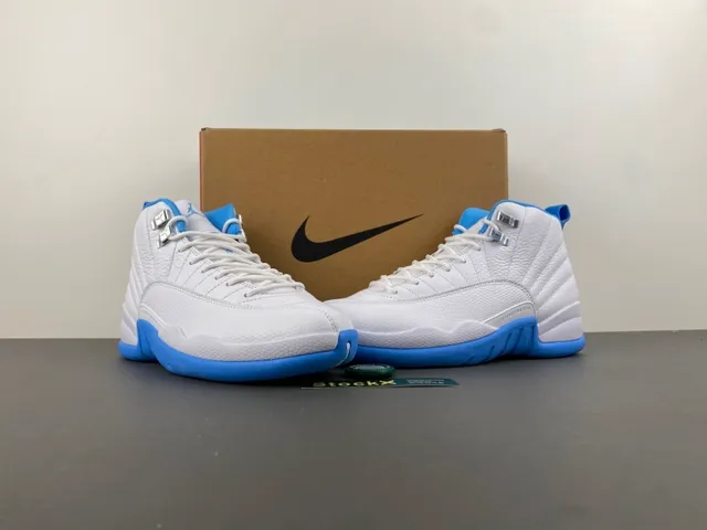 Air Jordan 12 White and Blue Basketball Shoes 14