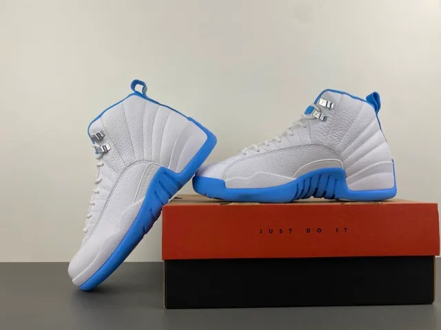 Air Jordan 12 White and Blue Basketball Shoes 15