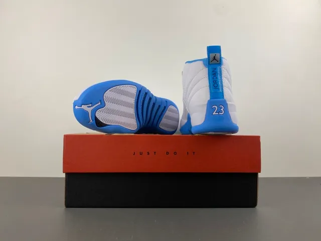 Air Jordan 12 White and Blue Basketball Shoes 17