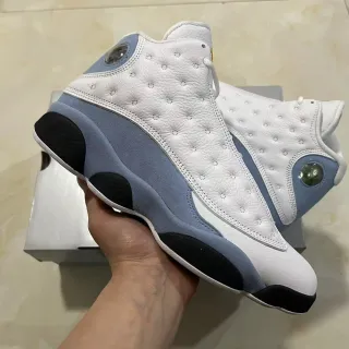 Air Jordan 13 White Light Blue Black Basketball Shoes