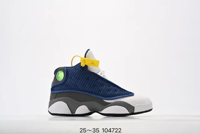 Tênis de basquete infantil Air Jordan 13 branco e verde-limão neon 5