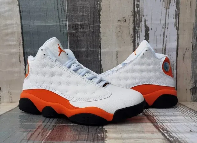 Air Jordan 13 Blanc Orange Noir Chaussures de Basketball 3