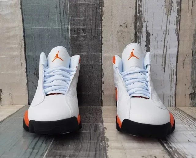 Air Jordan 13 Blanc Orange Noir Chaussures de Basketball 4