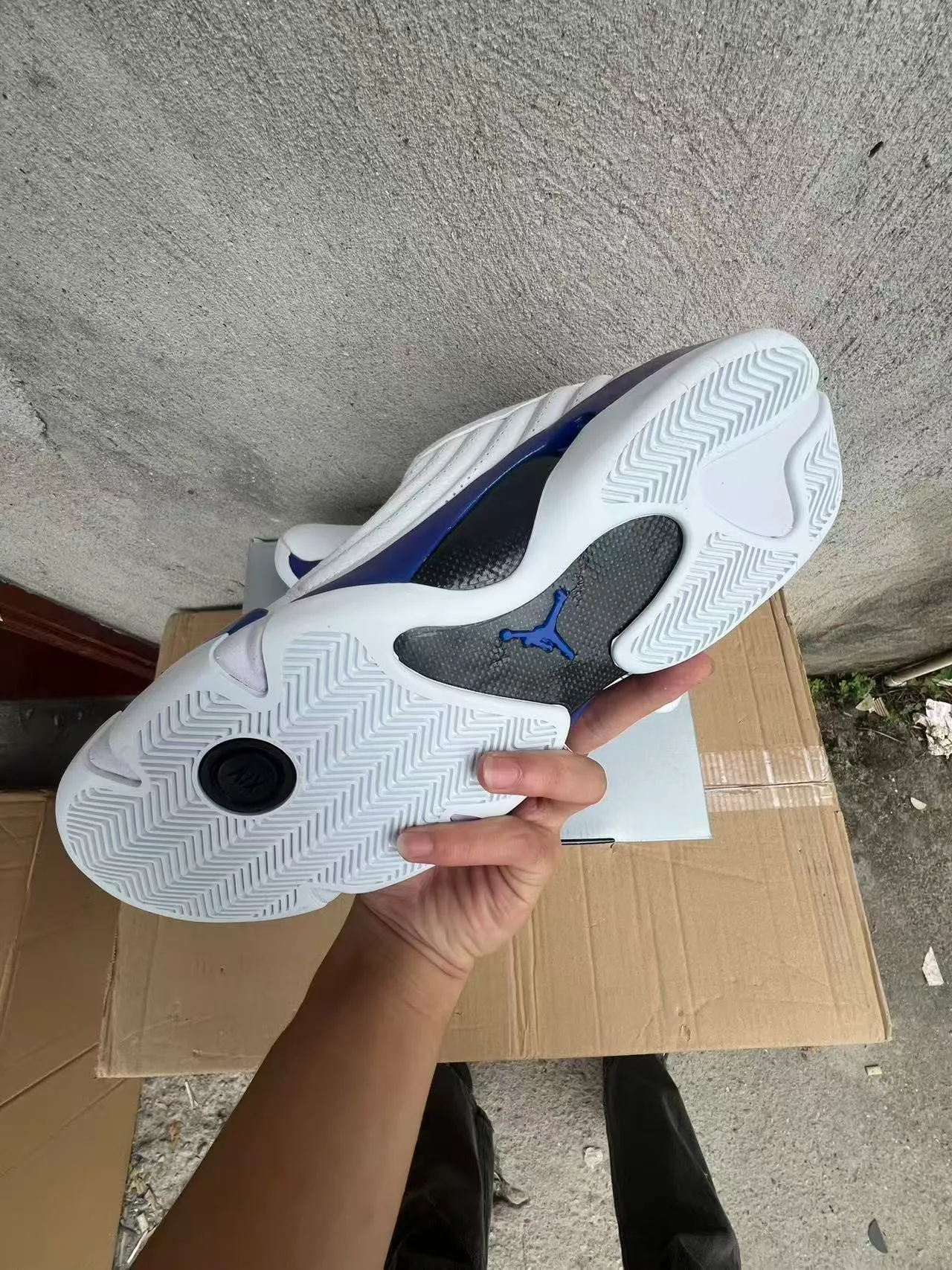 Air Jordan 14 Blanco Azul Real Zapatillas de Baloncesto 9