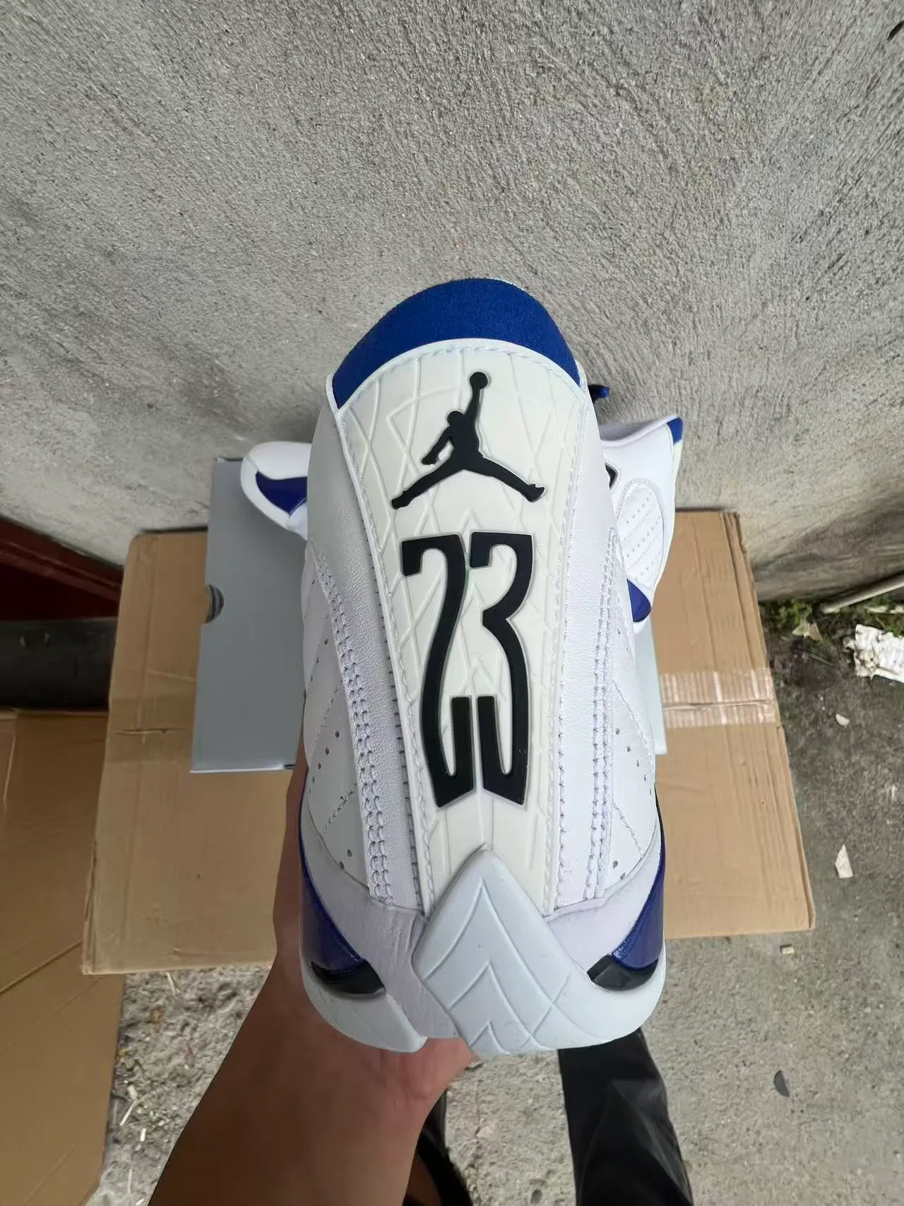 Air Jordan 14 Blanco Azul Real Zapatillas de Baloncesto 3