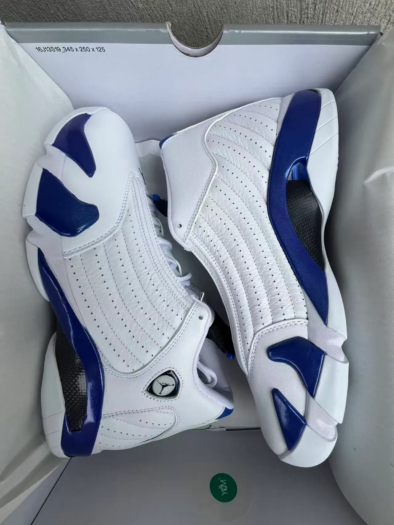Air Jordan 14 Blanco Azul Real Zapatillas de Baloncesto 4