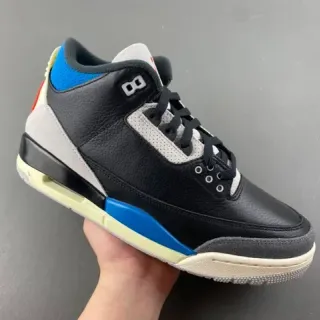 Air Jordan 3 Black Blue Cream Basketball Shoes