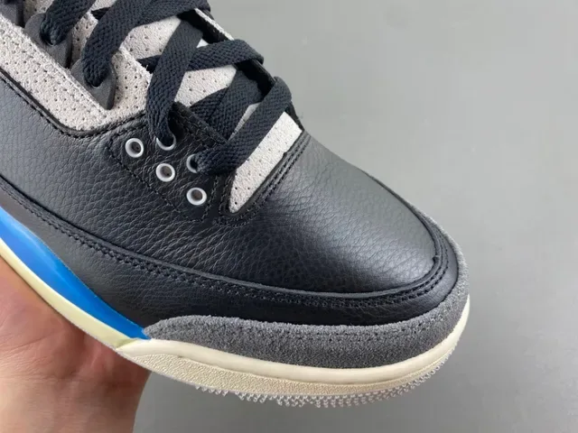 Air Jordan 3 Black Blue Cream Basketball Shoes 2