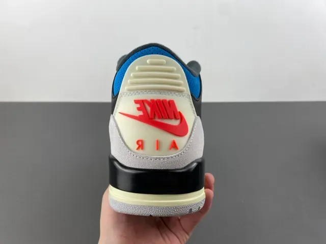 Air Jordan 3 Black Blue Cream Basketball Shoes 4