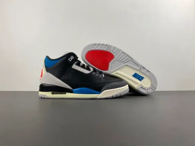 Air Jordan 3 Black Blue Cream Basketball Shoes 12