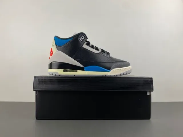 Air Jordan 3 Black Blue Cream Basketball Shoes 15