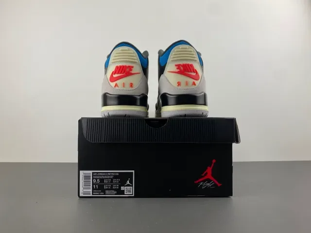 Air Jordan 3 Black Blue Cream Basketball Shoes 17