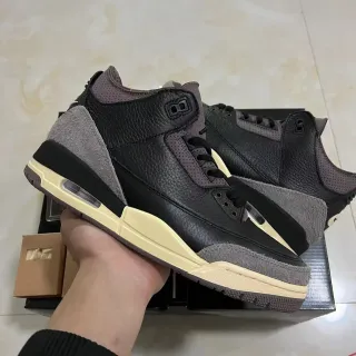 Air Jordan 3 Negro Gris Púrpura Crema Zapatillas de Baloncesto