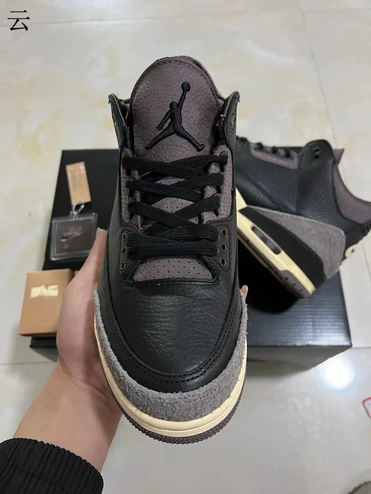 Air Jordan 3 أسود رمادي أرجواني كريمي حذاء كرة السلة 3