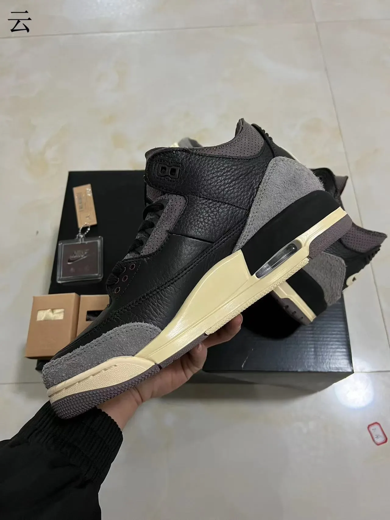 Air Jordan 3 أسود رمادي أرجواني كريمي حذاء كرة السلة 5