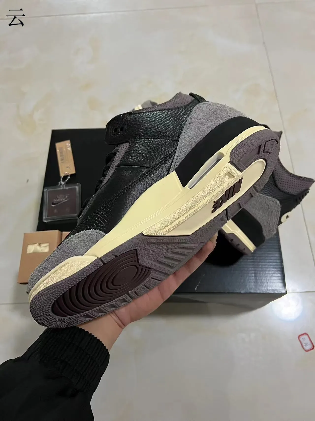 Air Jordan 3 أسود رمادي أرجواني كريمي حذاء كرة السلة 6