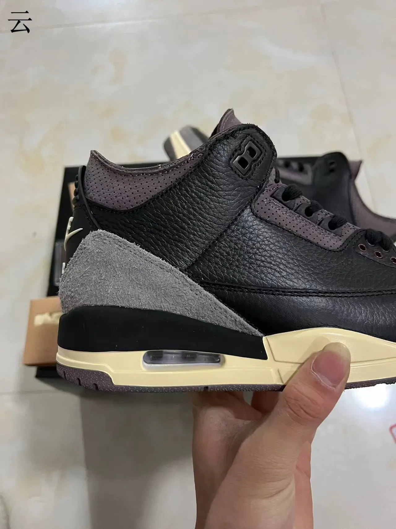 Air Jordan 3 أسود رمادي أرجواني كريمي حذاء كرة السلة 7
