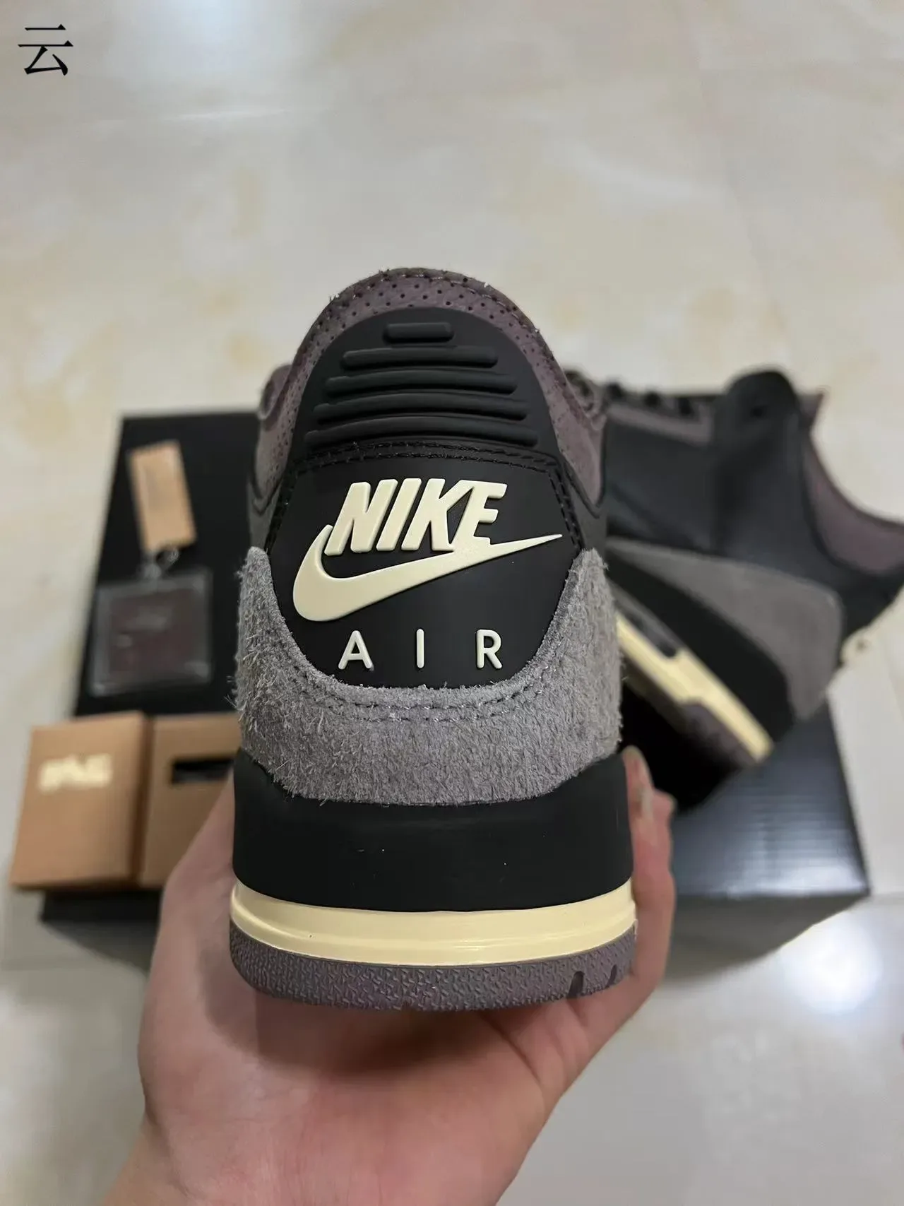 Air Jordan 3 أسود رمادي أرجواني كريمي حذاء كرة السلة 8