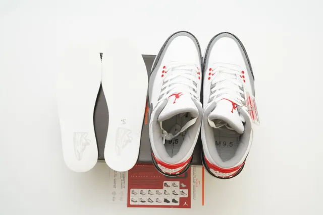 Air Jordan 3 White Black Cement Red Basketball Shoes 2