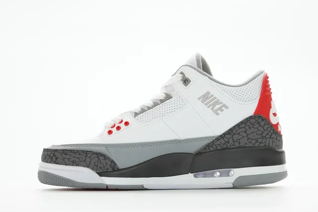 Air Jordan 3 White Black Cement Red Basketball Shoes 9