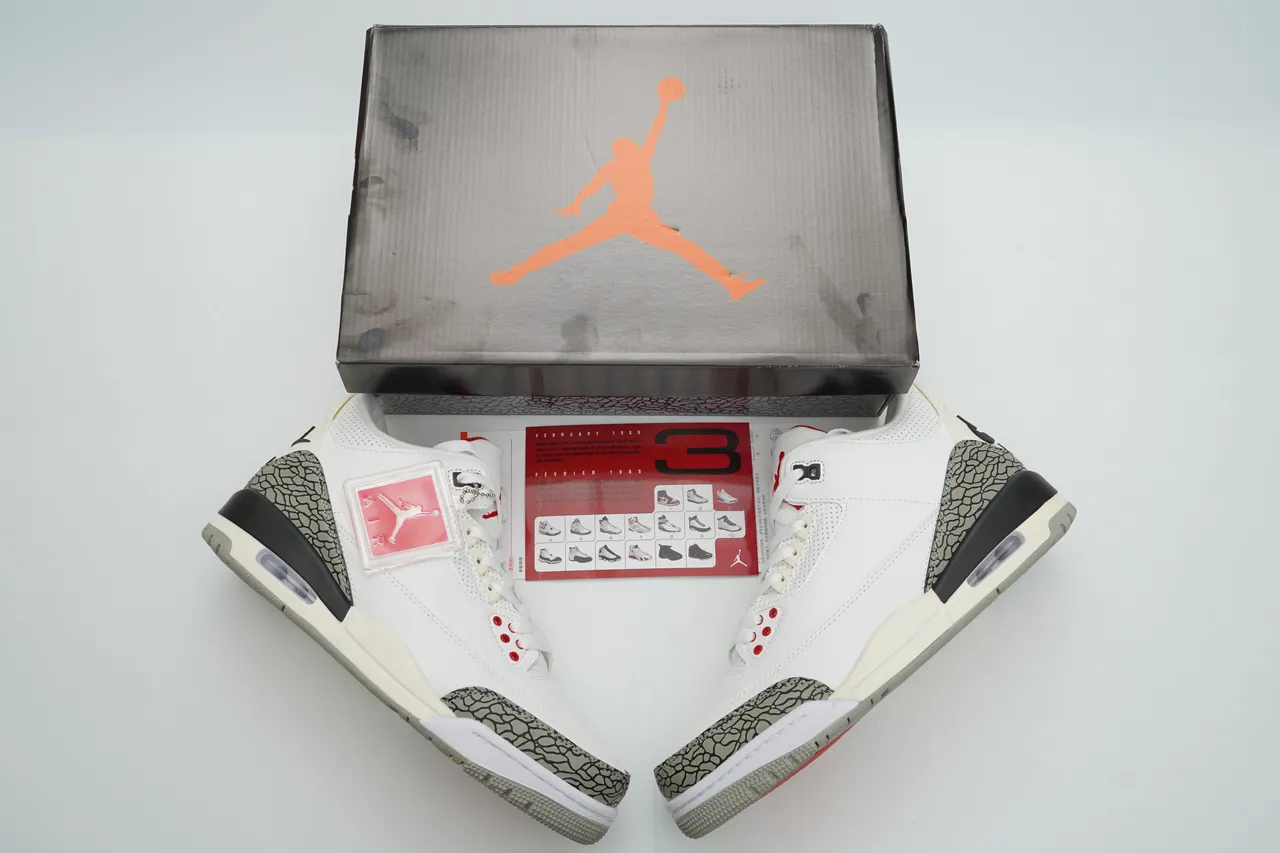 Air Jordan 3 White Cement Elephant Print Basketball Shoes 4