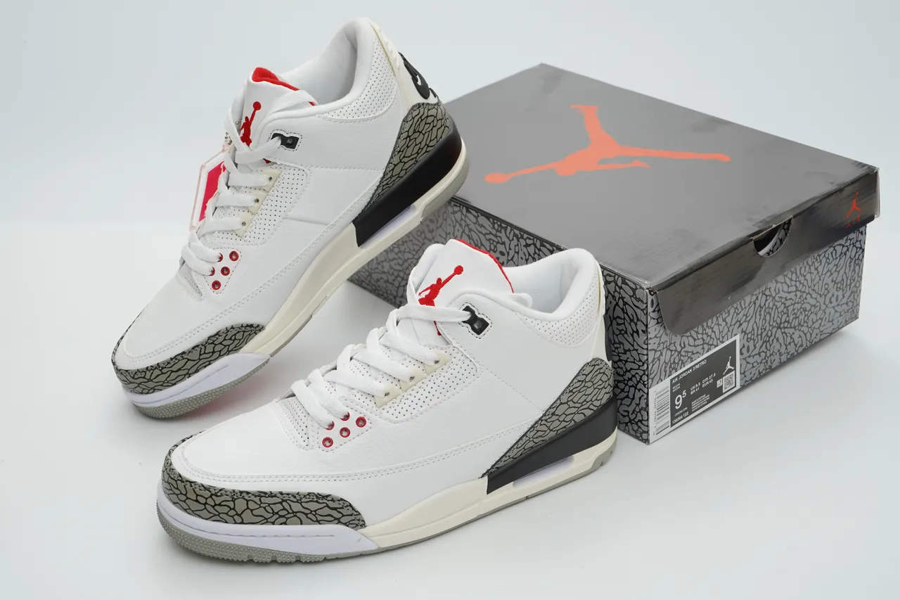 Air Jordan 3 White Cement Elephant Print Basketball Shoes 5