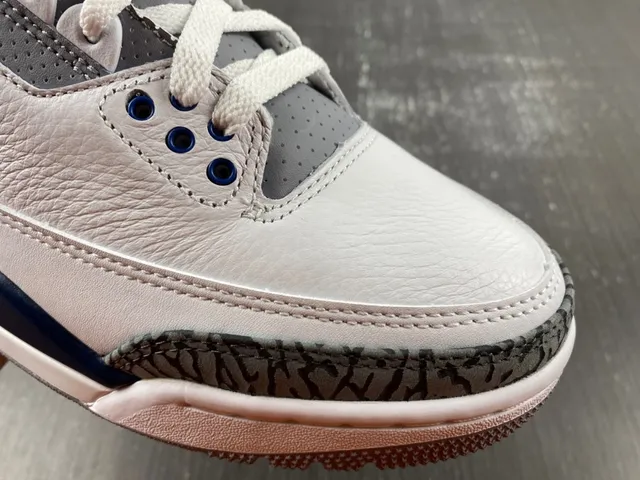 Chaussures de basketball Air Jordan 3 blanc et bleu marine à imprimé éléphant 6