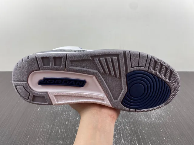 Chaussures de basketball Air Jordan 3 blanc et bleu marine à imprimé éléphant 9
