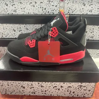 Air Jordan 4 Black and University Red Basketball Shoes