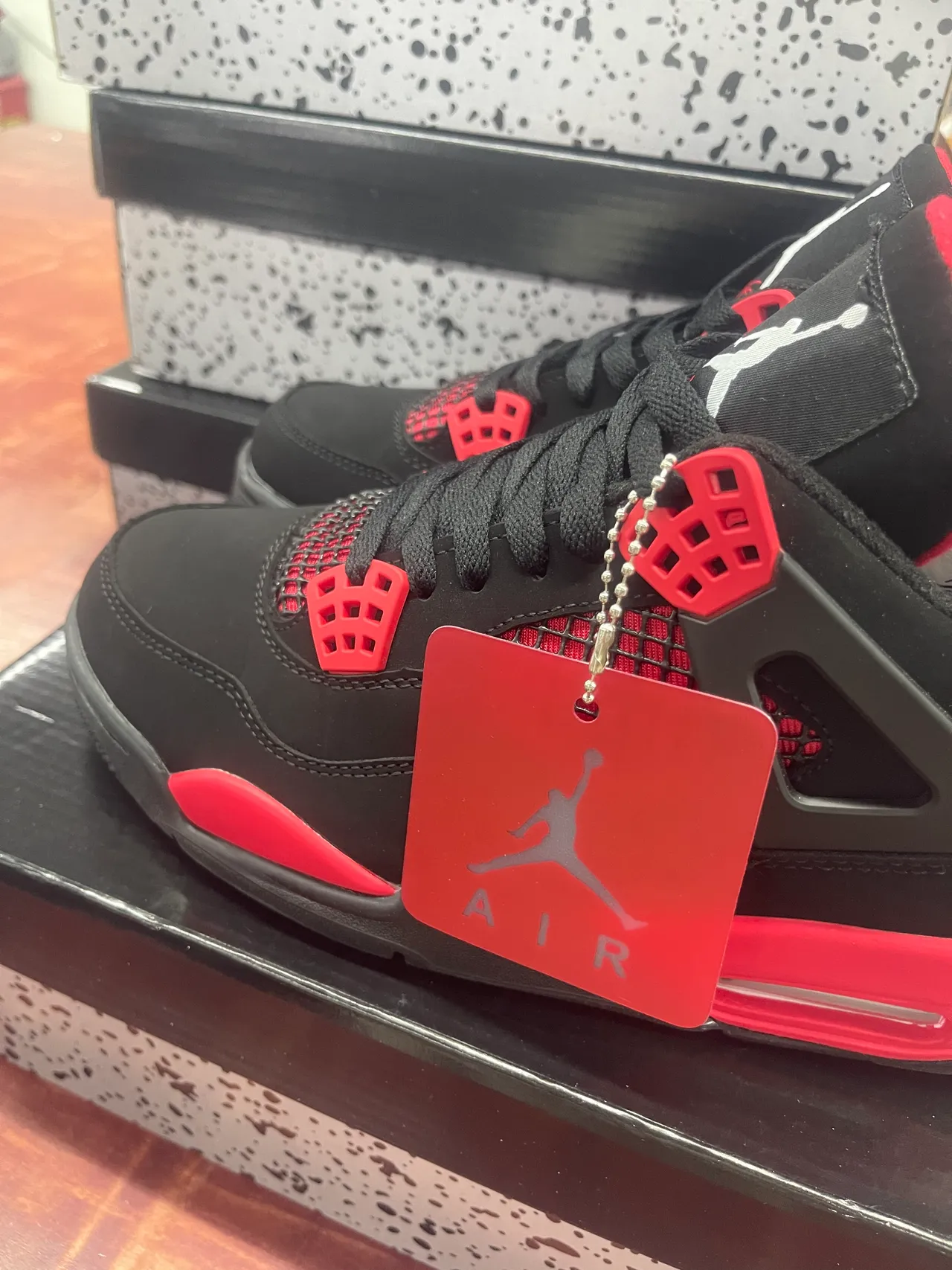 Air Jordan 4 Black and University Red Basketball Shoes 3